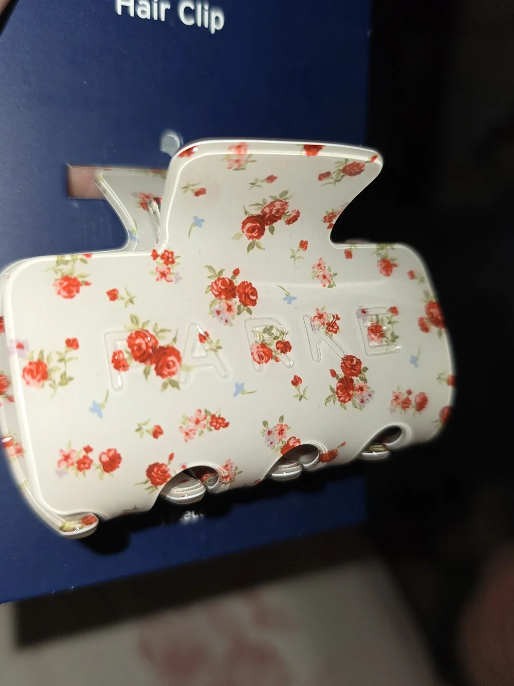 Viral PARKE by Target Floral Cream Hair Claw Clip with Red Flower Print